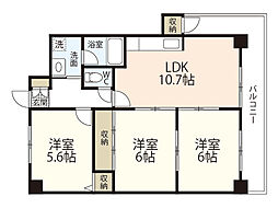 センチュリー世良 6階3LDKの間取り