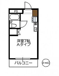 コスミック 4階ワンルームの間取り