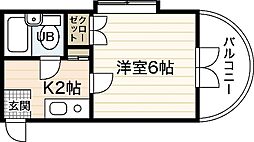 エステート中広 1階1Kの間取り