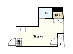 浜田ビル 4階ワンルームの間取り