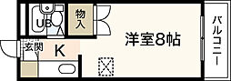 パインハウスII 3階ワンルームの間取り