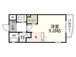 KDXレジデンス舟入幸町 9階ワンルームの間取り