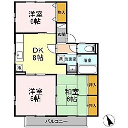 ピュアOGAWA 2階3DKの間取り