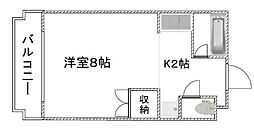 ヴィラソレイユ 3階1Kの間取り