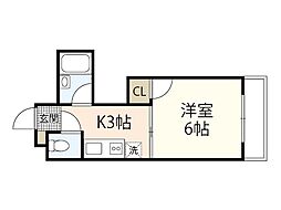 STビルNo.13 3階1Kの間取り