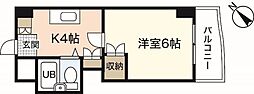 ボー・ソレイユ・オキ 3階1Kの間取り