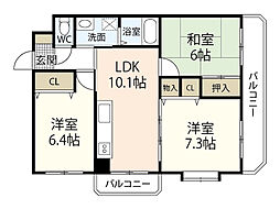 アスロード 3階3LDKの間取り