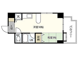 平野町原野ビル 2階ワンルームの間取り