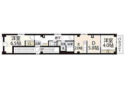ライフメント榎町II 2階2LDKの間取り