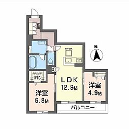 セレーナエルフォ 1階2LDKの間取り