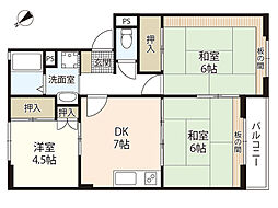 トリヴァンベール田方 1階3DKの間取り
