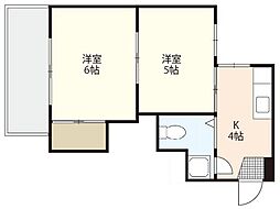 コーポ西田 3階2Kの間取り