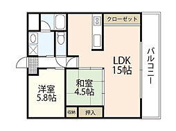 エネピア庚午北 3階1SLDKの間取り