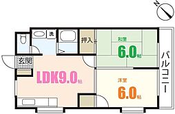 森田ビル？1 4階2LDKの間取り