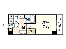 イマニシビル 6階1Kの間取り