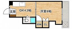 柳川ビル 4階1DKの間取り