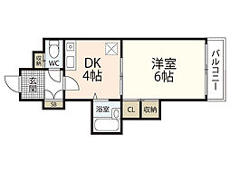 アネックス十日市 4階1DKの間取り