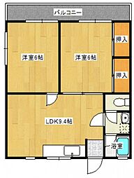 葵アパート 1階2LDKの間取り