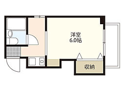 プログレス本川 5階1Kの間取り