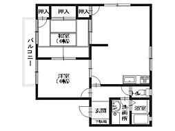 フローラル梅林　C 2階2LDKの間取り