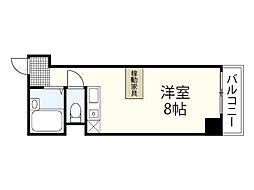ルミネ己斐 5階ワンルームの間取り