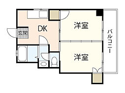 ＡＸＡ舟入通り 7階2DKの間取り