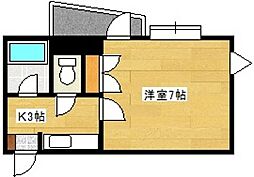 エステート上天満 3階1Kの間取り