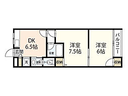 寺田ビル（庚午） 3階2DKの間取り