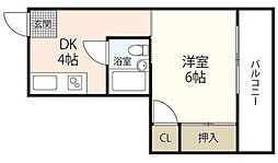 シブシタビル 1Kの間取図画像