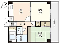 古江駅前ビル 6階2DKの間取り