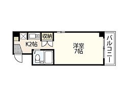 クリエーション中広 5階ワンルームの間取り