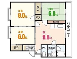 ハイネス西村 3DKの間取図画像