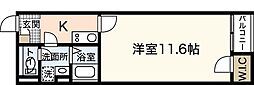 レオネクストアトム 2階1Kの間取り