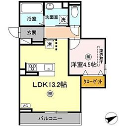 Premier矢賀 3階1LDKの間取り