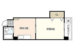グリーンハウス 2階1DKの間取り