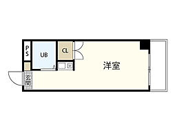 グリーンハイツ庚午 7階1Kの間取り