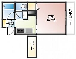 ウエスト長束 1Kの間取図画像