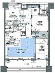 ファーストレジデンス紙屋町 13階3LDKの間取り
