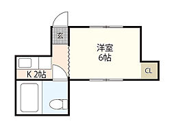 伊佐木ビル 4階1Kの間取り