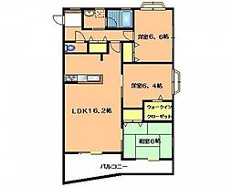 Verdure川内 3階3LDKの間取り