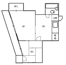 矢賀ビル 4階2DKの間取り