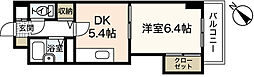 ＡＺＡＬＥＡ中広 3階1DKの間取り