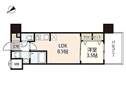 Ｓ−ＲＥＳＩＤＥＮＣＥ空港通りａｗｅｓｏｍｅ 13階1LDKの間取り