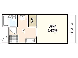 ＭＳビル 南竹屋 2階1Kの間取り