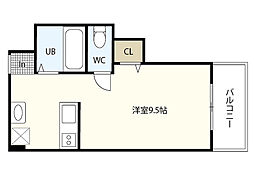 サンライズ舟入 4階1Kの間取り