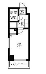 ダイアパレス平和通り 2階1Kの間取り