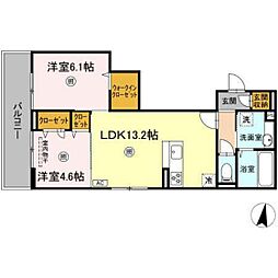 ラ・ココル 3階2LDKの間取り