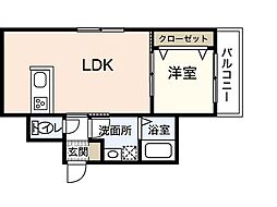 カーサ・バローレ江波二本松 1階1LDKの間取り