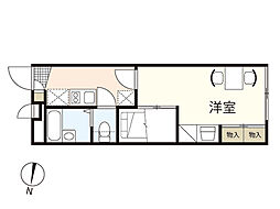 レオパレス恵夢伍番館 2階1Kの間取り