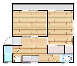 安芸ビル 2階2DKの間取り